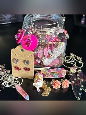 Assorted Pink Jewelry Jar